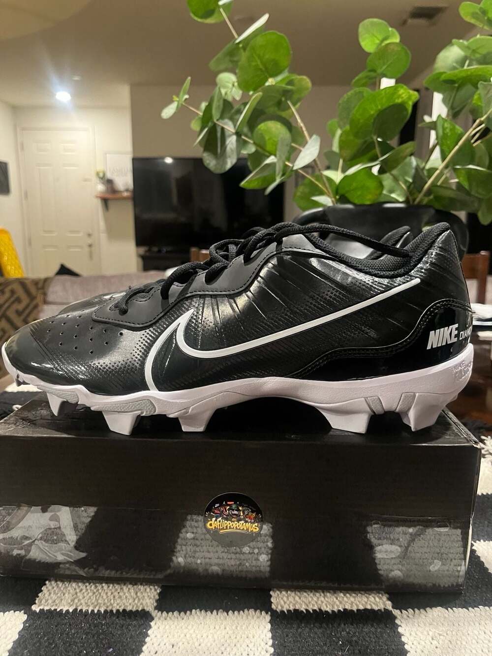 Nike Diamond Fastflex Baseball Cleats Black White